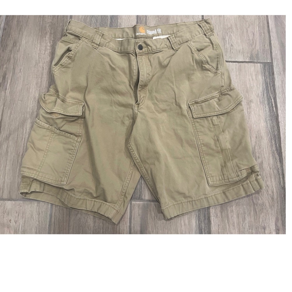 Carhartt Cargo Shorts Mens Relaxed Fit Canvas Khaki Tan Sz 38 Workwear